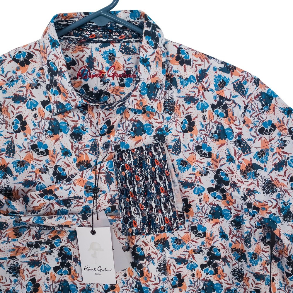 Robert Graham Mens Abingdon Shirt Small S Classic Fit Floral LS Stretch Cuff NWT